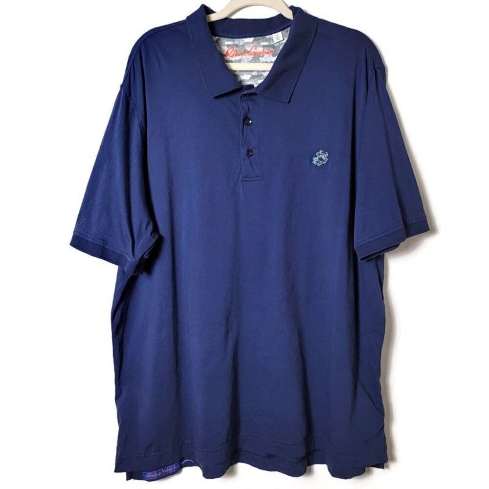 Robert Graham Mens Blue Solid Supima Cotton Classic Fit Polo Shirt 3XL
